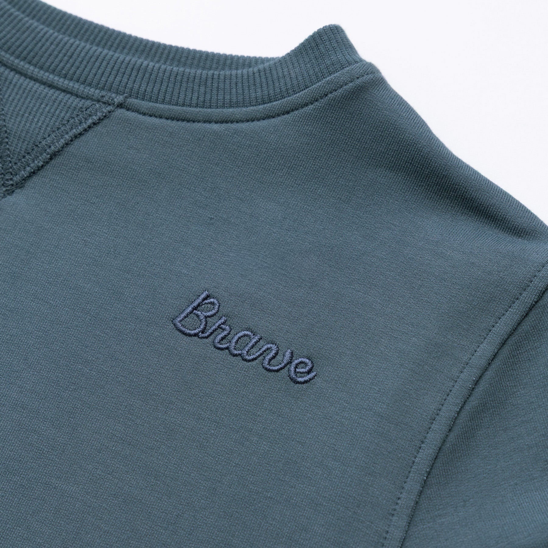Dark Steel Blue with Brave Embroidered Bamboo French Terry Pullover