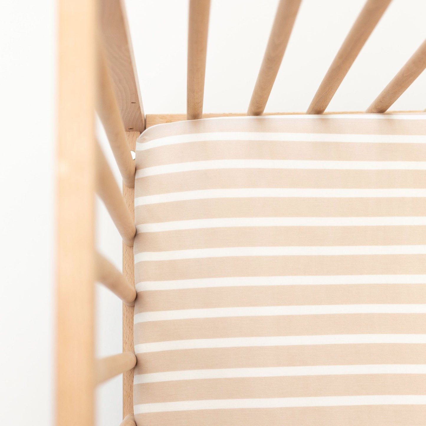 Tan Wide Stripe Crib Sheet