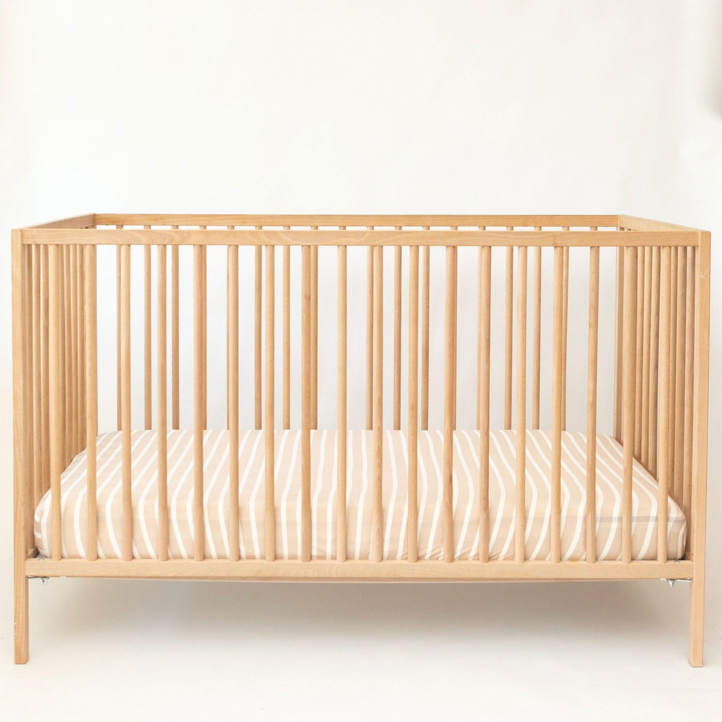 Tan Wide Stripe Crib Sheet