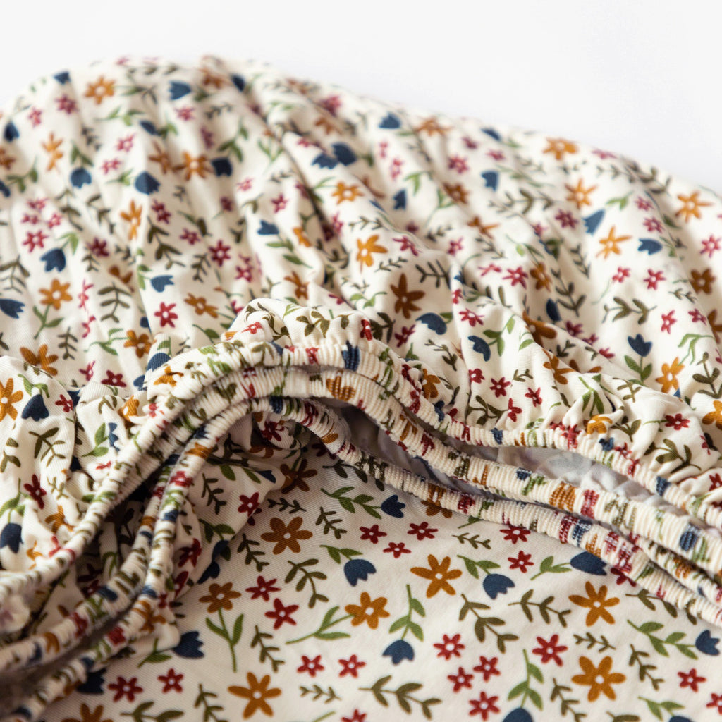 Cream Floral Twin Sheet With Pillow Case