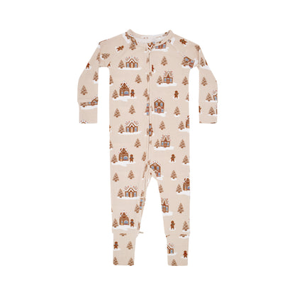 Gingerbread Small Ribbed Zip Romper