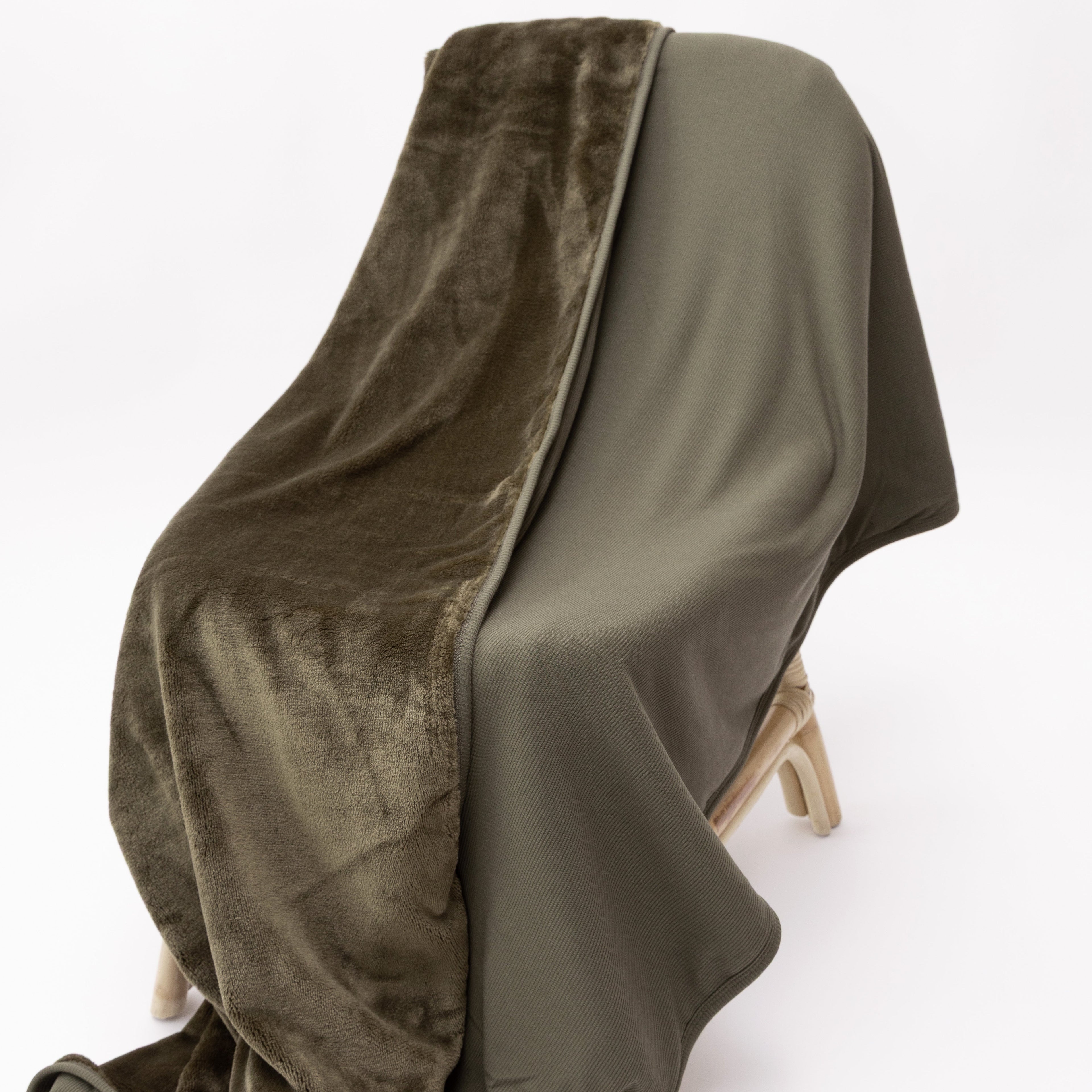 Olive Small Ribbed Toddler Blanket