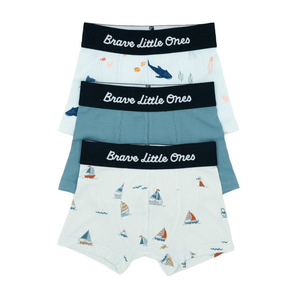 Nautical Boats, Glacier Blue and Under The Sea Boxer Brief 3 pack