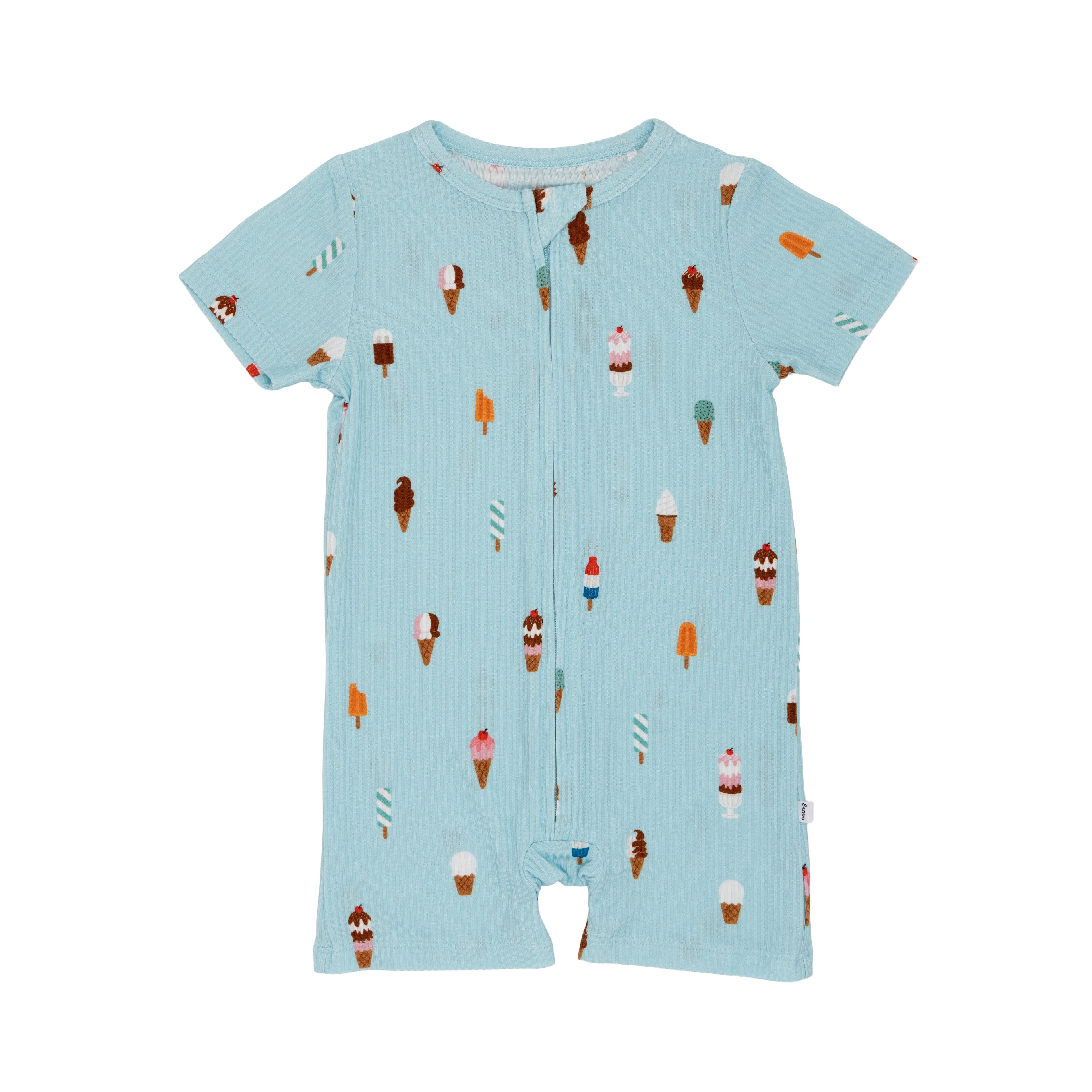 Ice Cream Shop Small Ribbed Summer Zip Romper