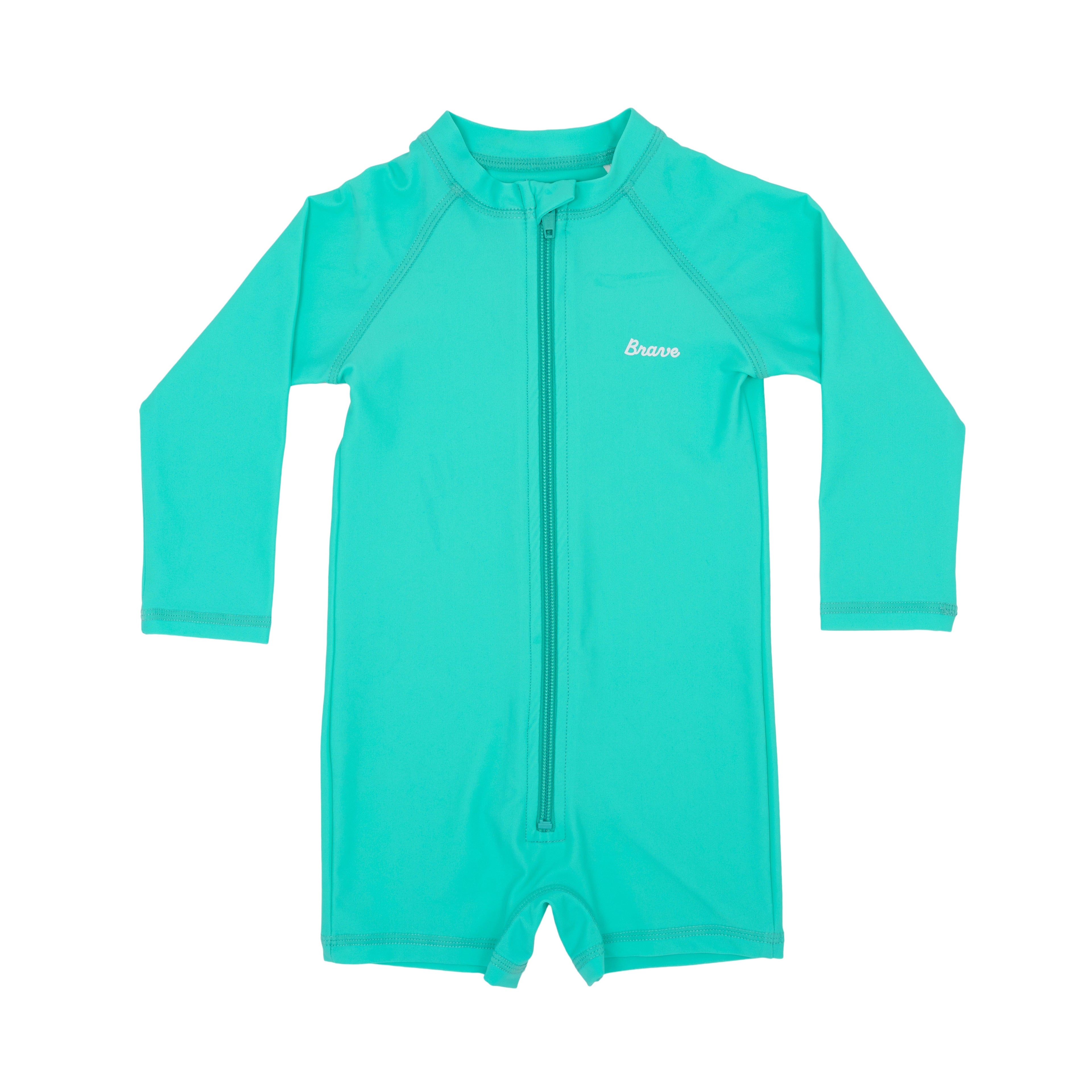 Neon Turquoise Long Sleeve Rash Guard Boy Shortie