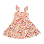 Summer Blooms Small Ribbed Flutter Sleeve Dress