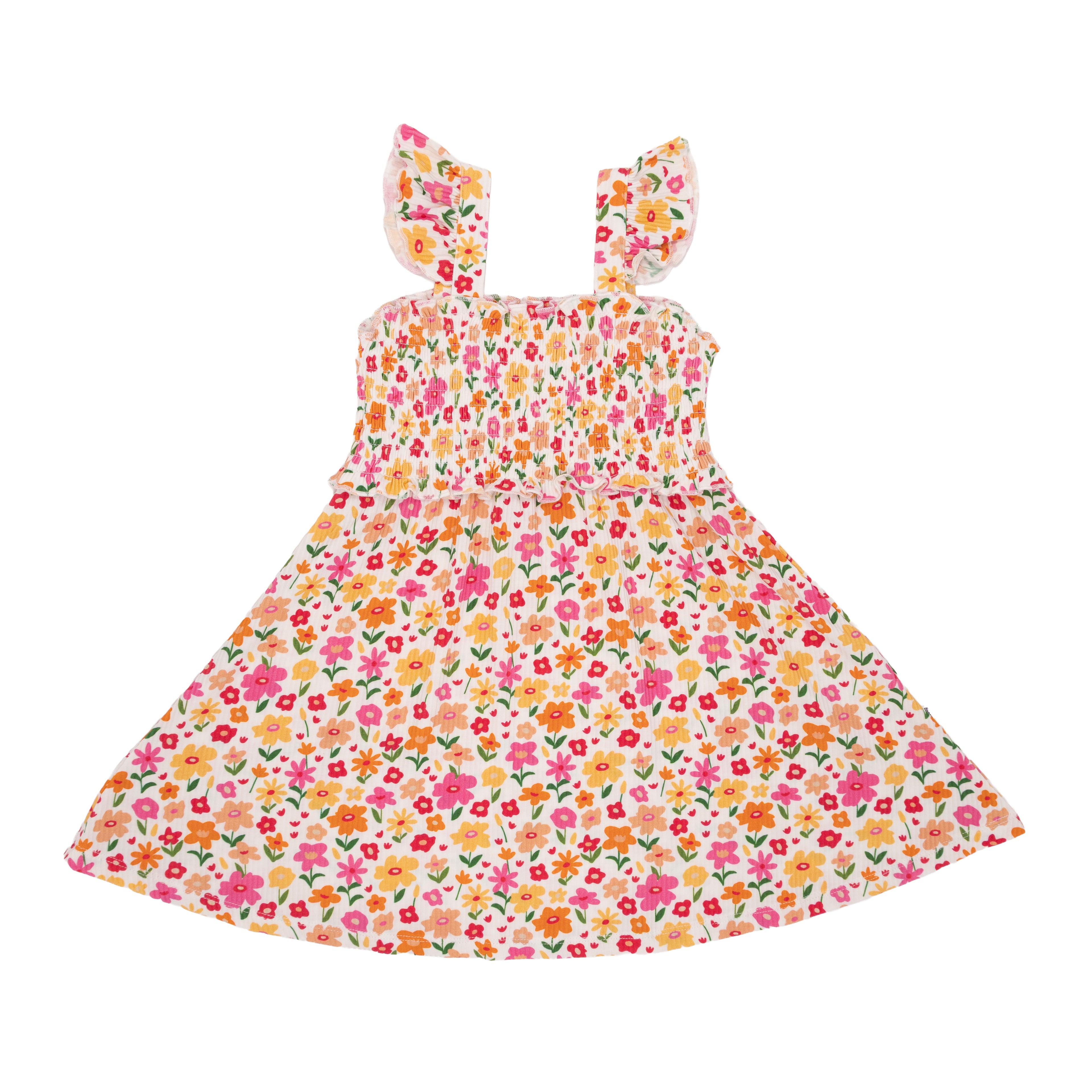 Summer Blooms Small Ribbed Flutter Sleeve Dress