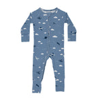 Take Flight Blue Small Ribbed Zip Romper