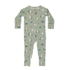 Sage Bunnies Small Ribbed Zip Romper