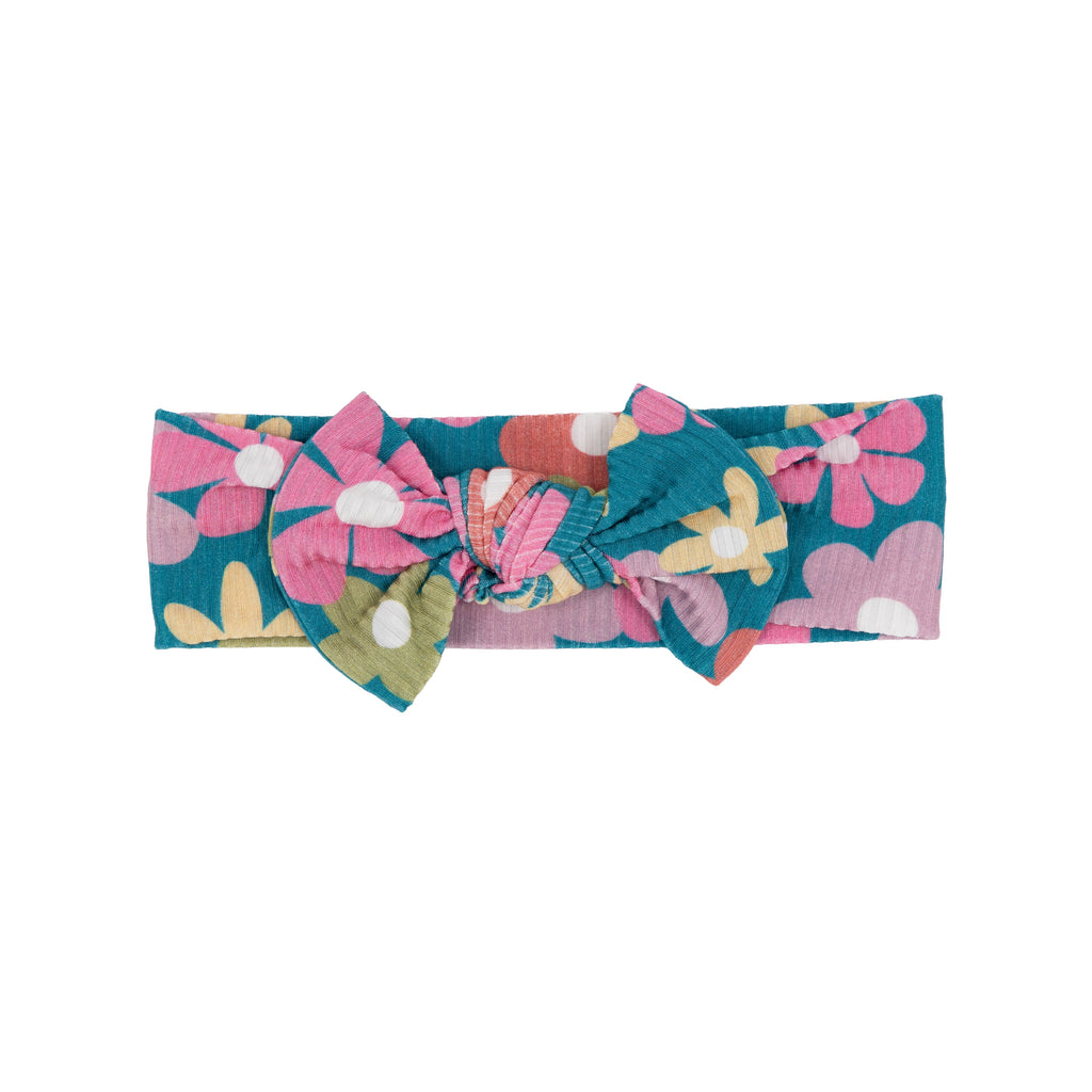 Retro Daisies Small Ribbed Bow