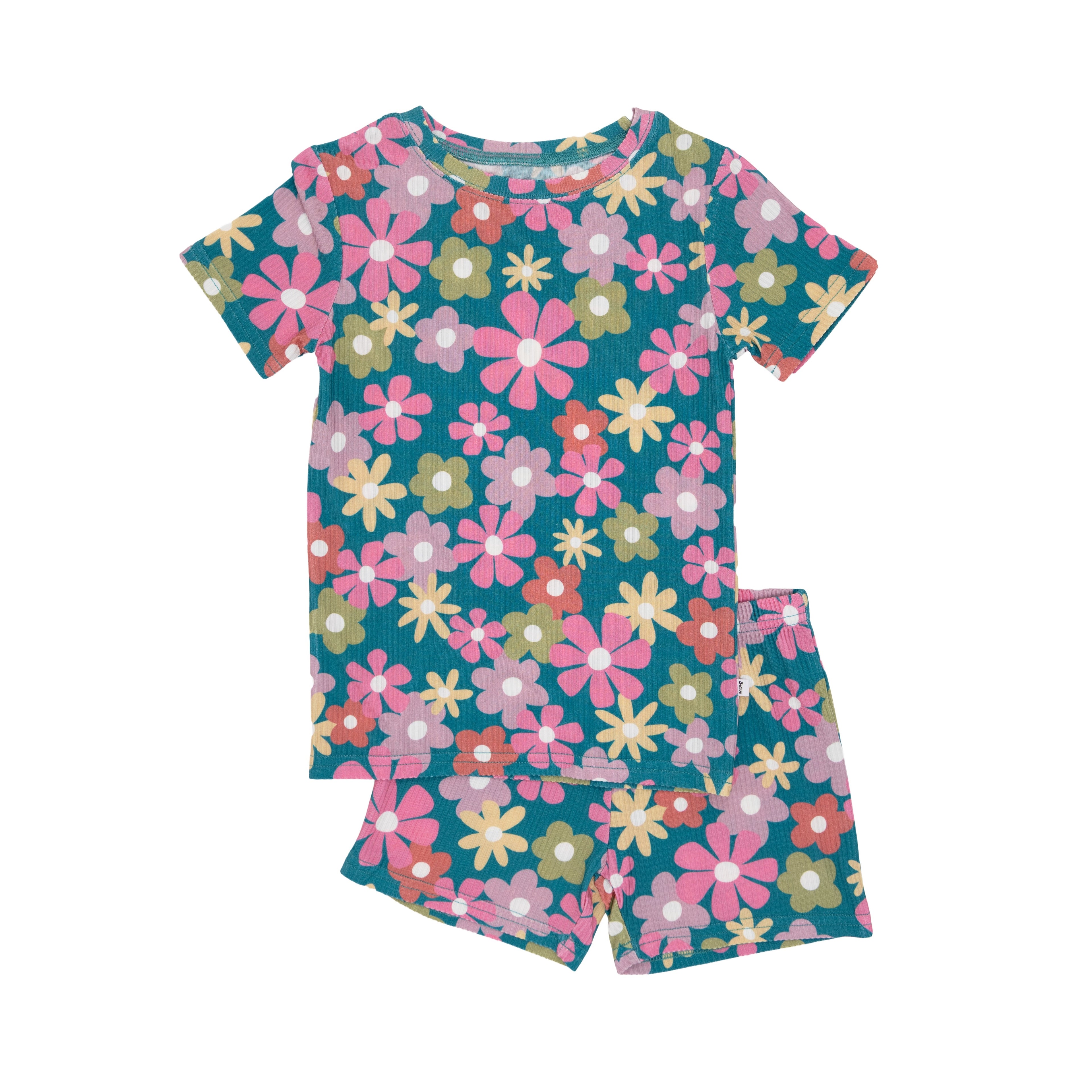Retro Daisies Small Ribbed Shorts Two-Piece Set