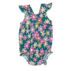 Retro Daisies Small Ribbed Flutter Sleeve Romper