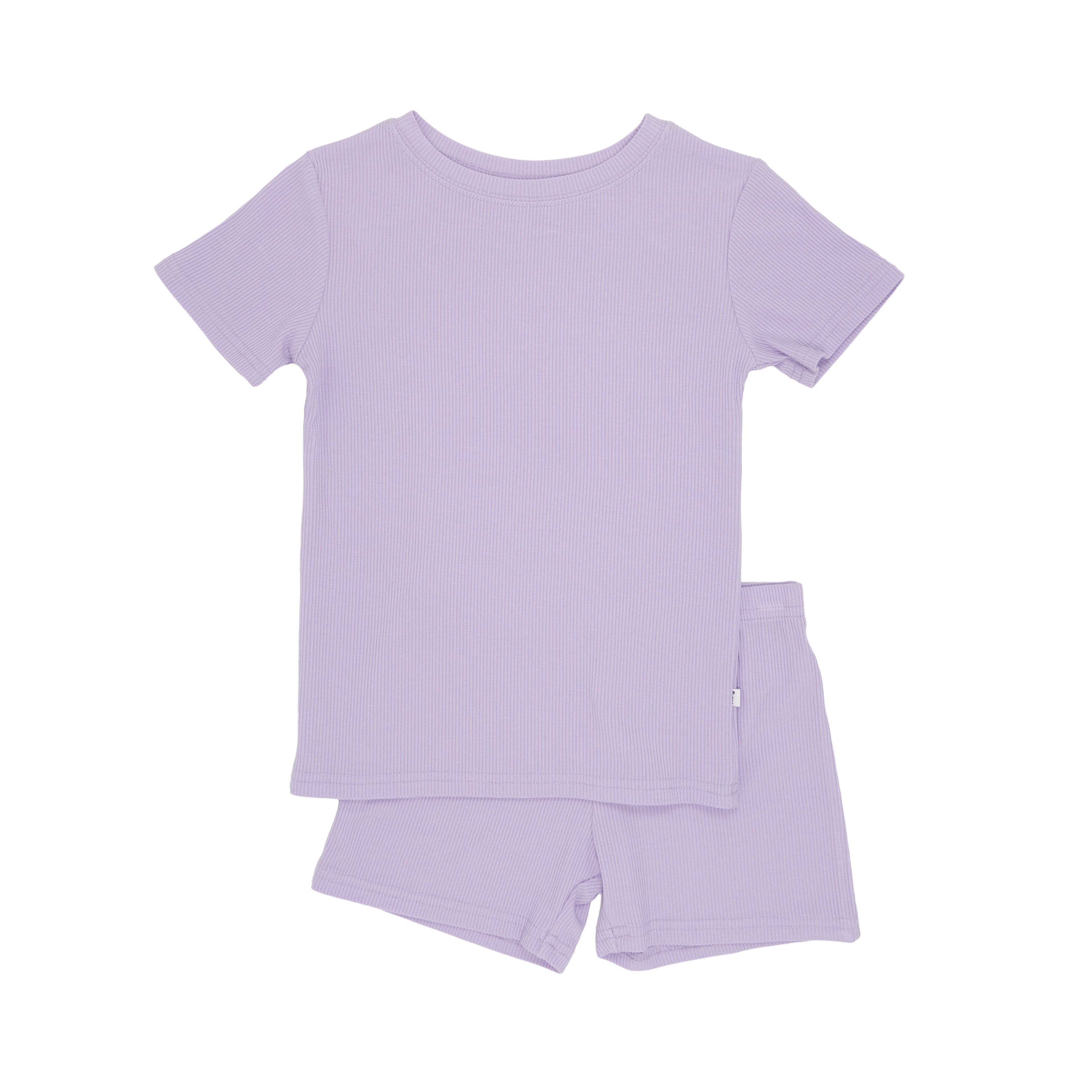 Lavender Small Ribbed Shorts Two-Piece Set