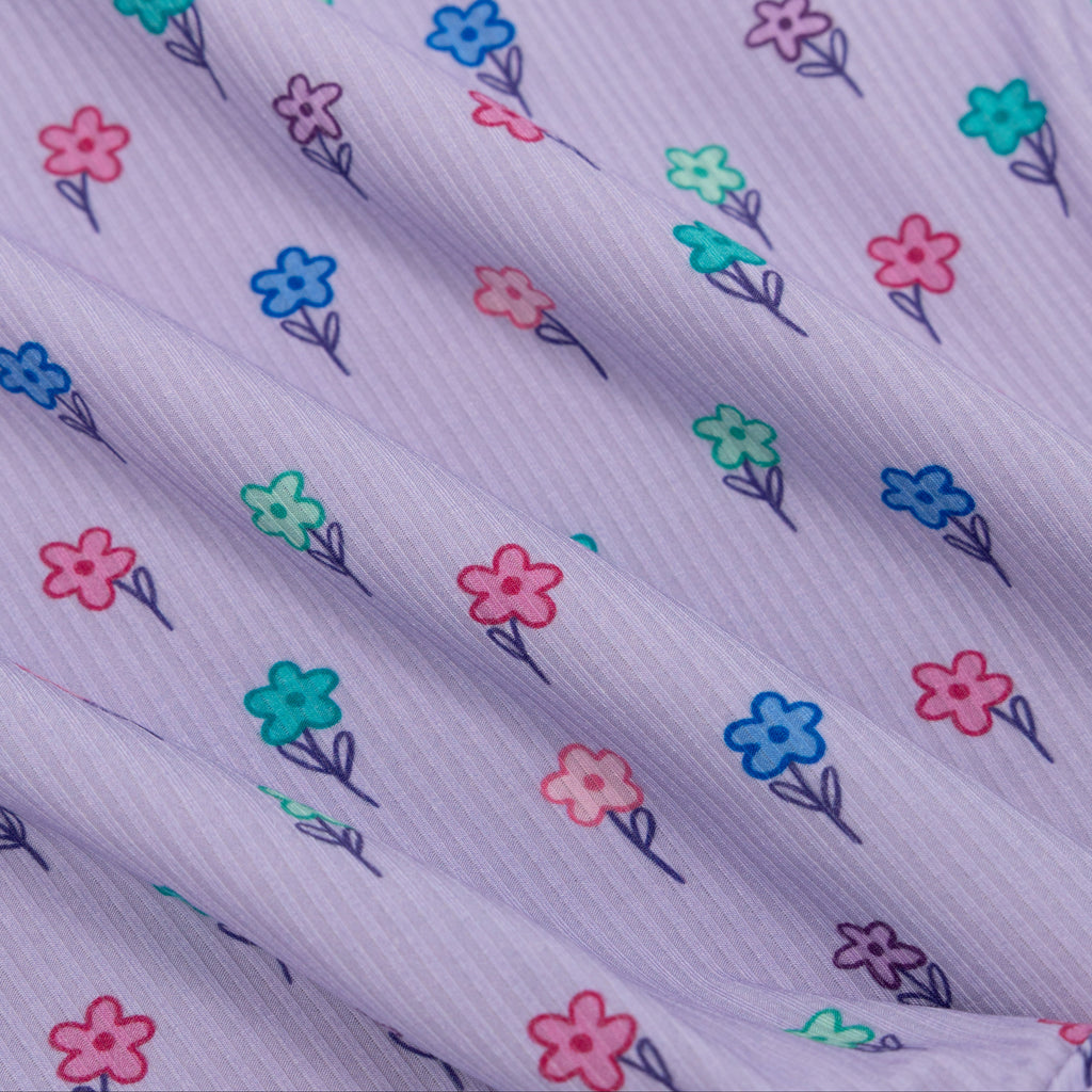 Lilac Daisies Small Ribbed Zip Romper