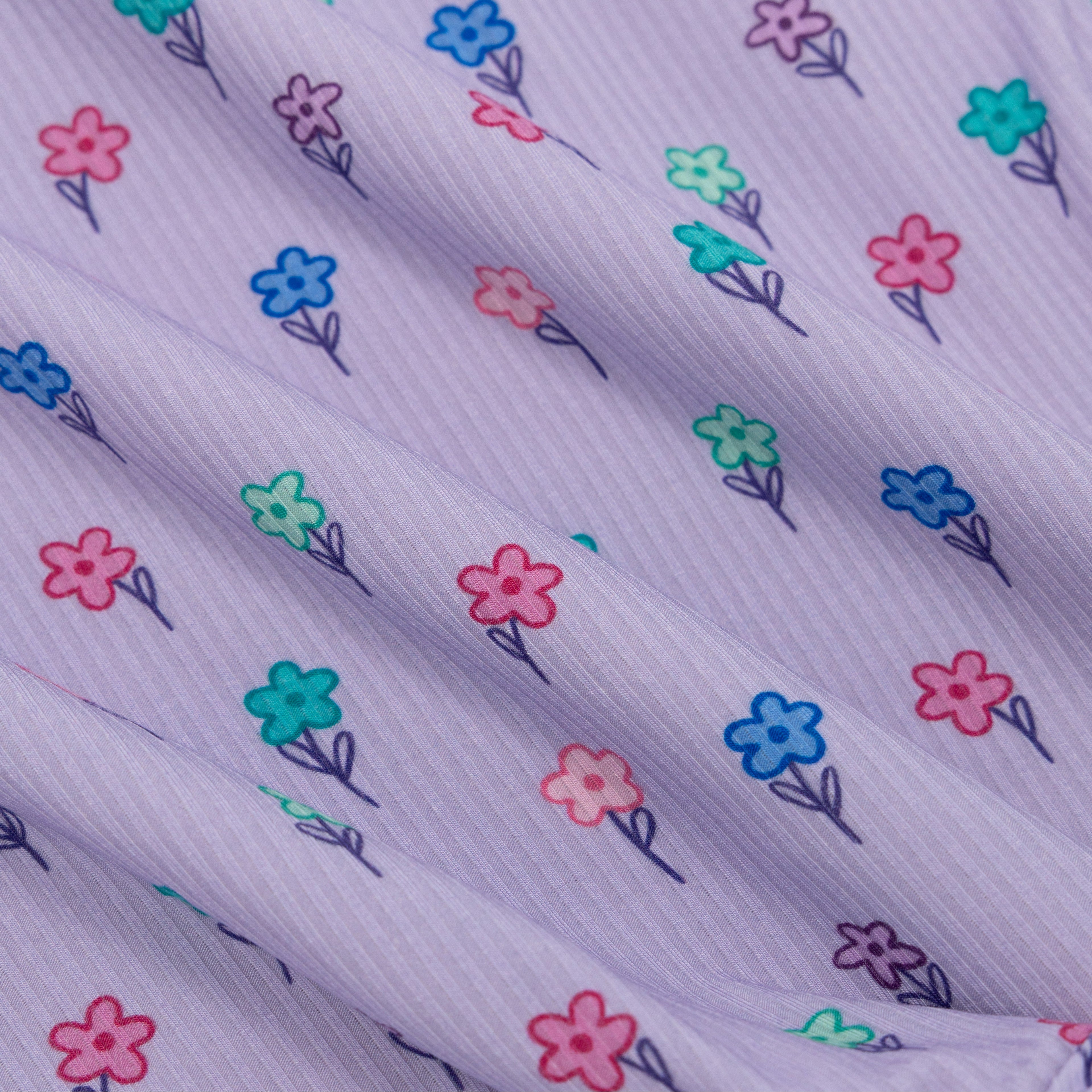 Lilac Daisies Small Ribbed Zip Romper