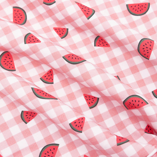 Watermelon Pink Gingham Women's Shorts Set