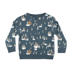 Snowy Village Dark Steel Blue Bamboo French Terry Pullover