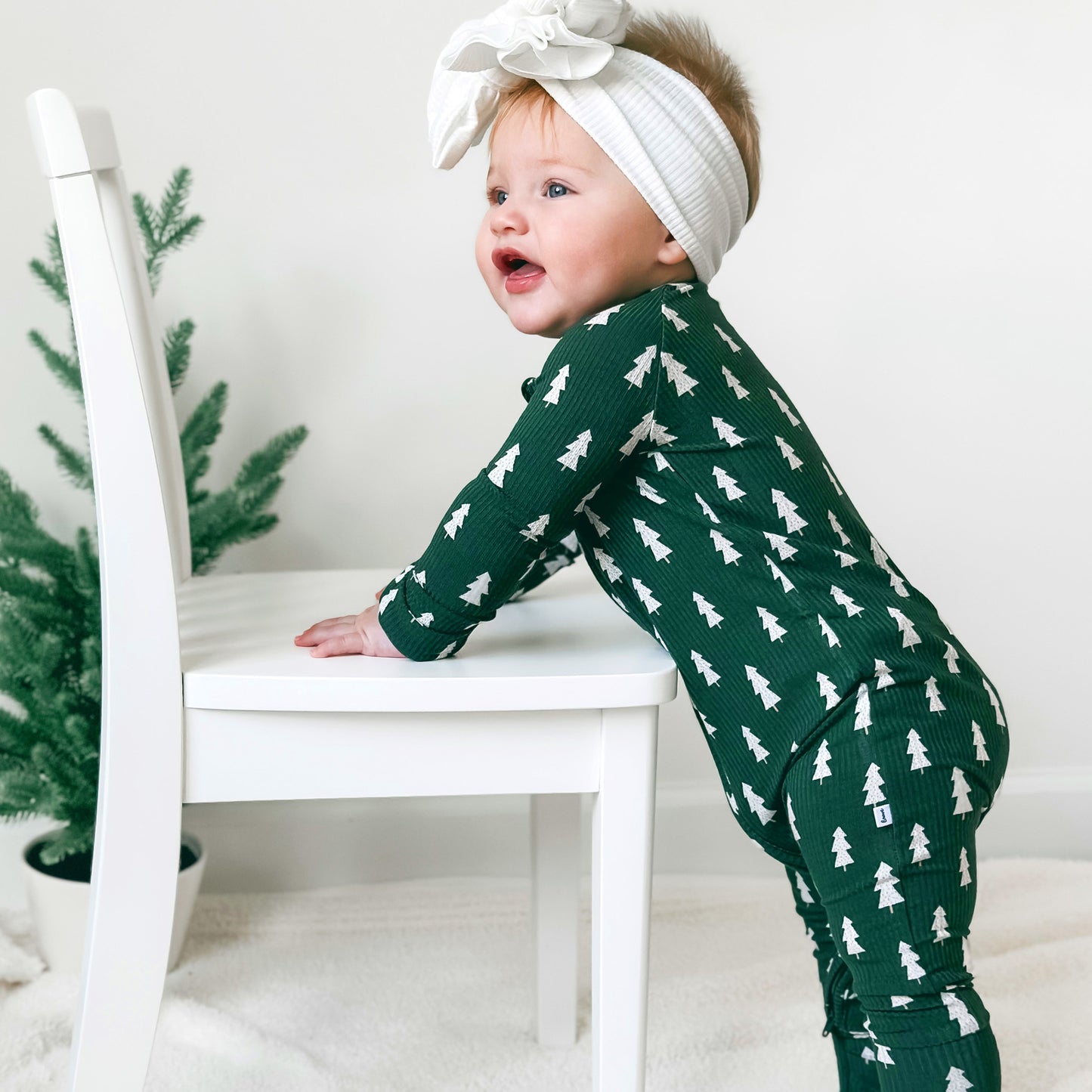 Christmas Trees Small Ribbed Zip Romper