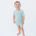 Harbor Blue Small Ribbed Shorts Two-Piece Set