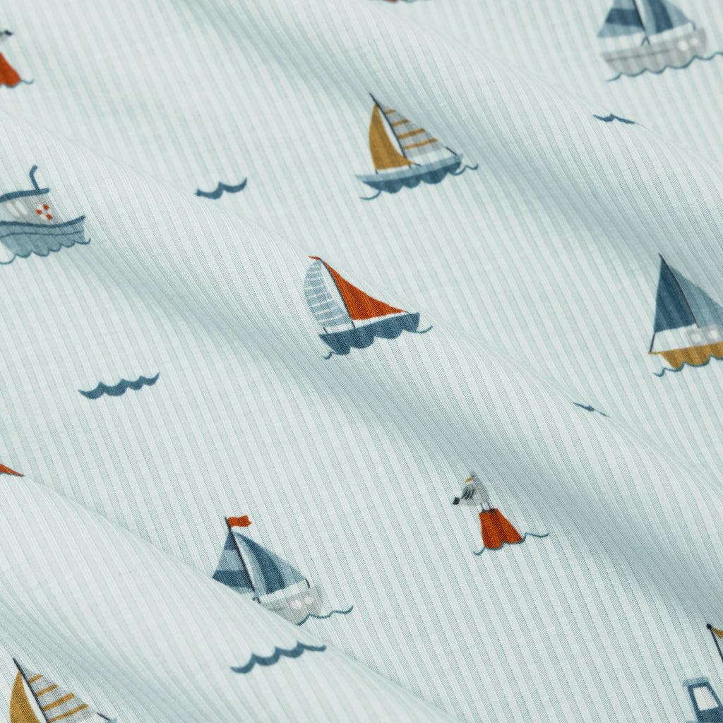 Nautical Boats Small Ribbed Zip Romper