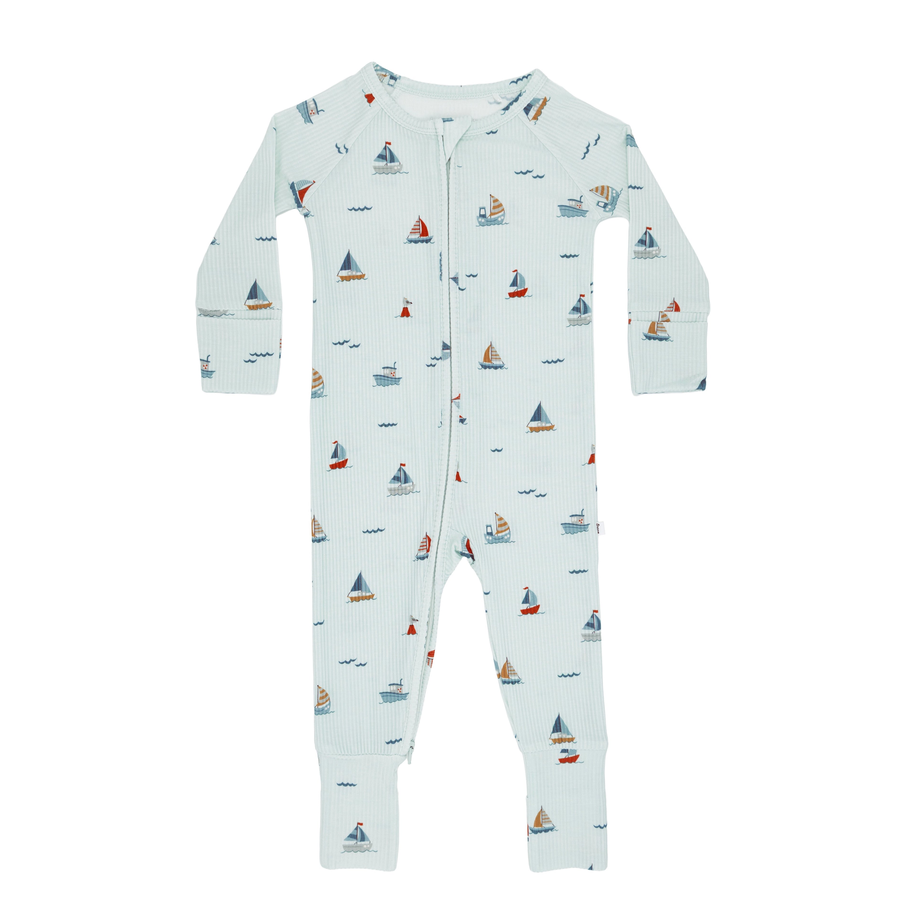 Nautical Boats Small Ribbed Zip Romper