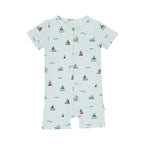 Nautical Boats Small Ribbed Summer Zip Romper