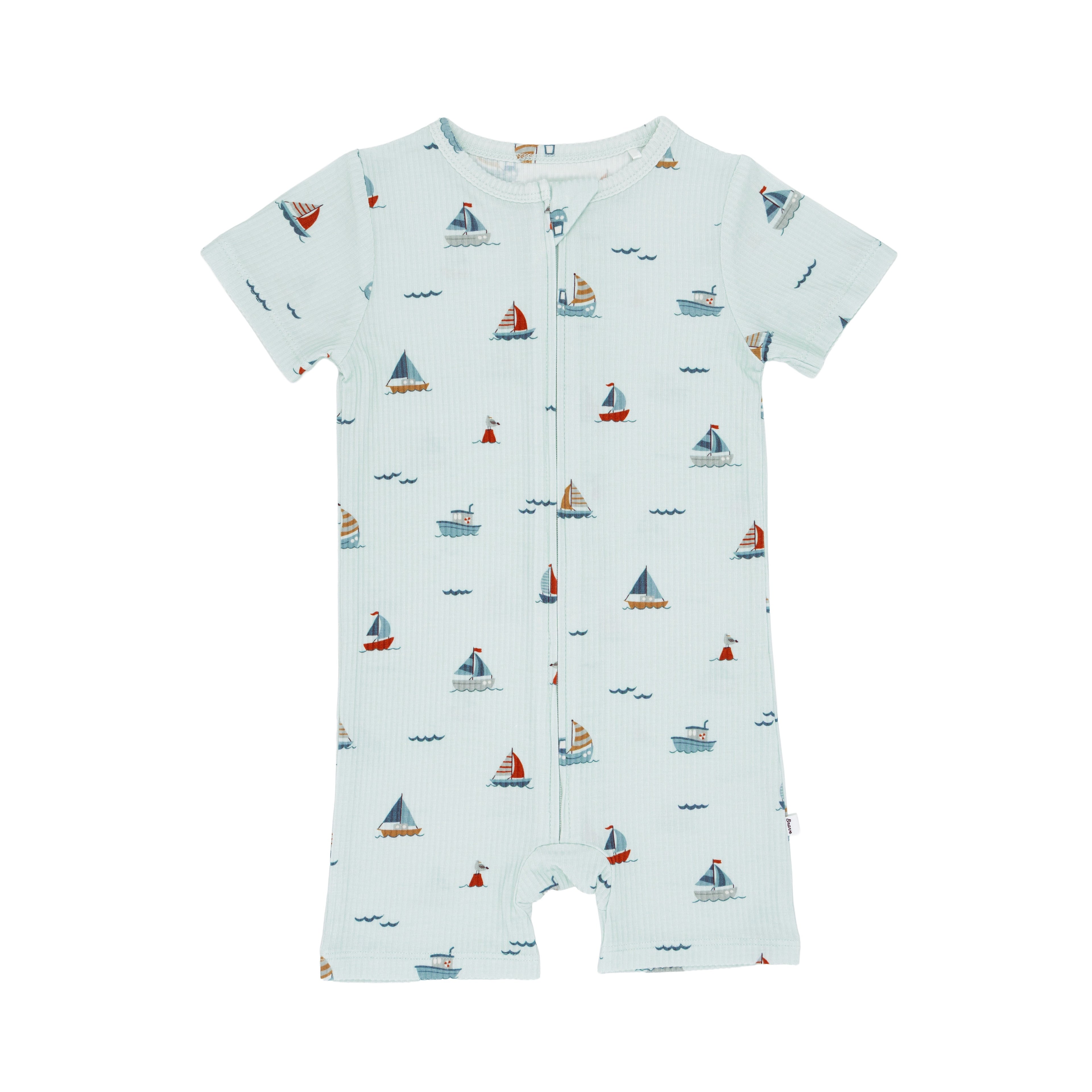 Nautical Boats Small Ribbed Summer Zip Romper