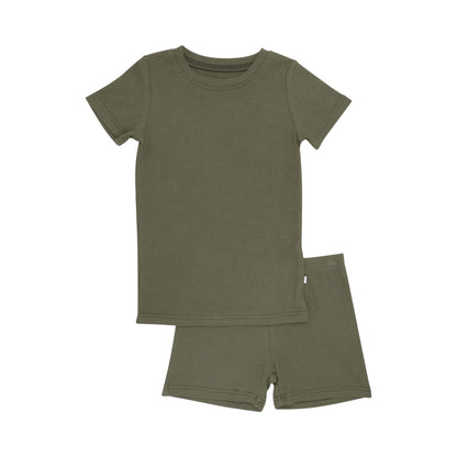 Pine Green Small Ribbed Shorts Two-Piece Set