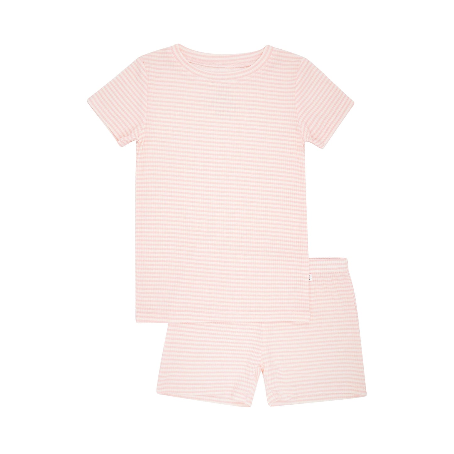 Pink Small Stripe Ribbed Shorts Two-Piece Set