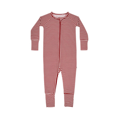 Red Stripe Small Ribbed Zip Romper