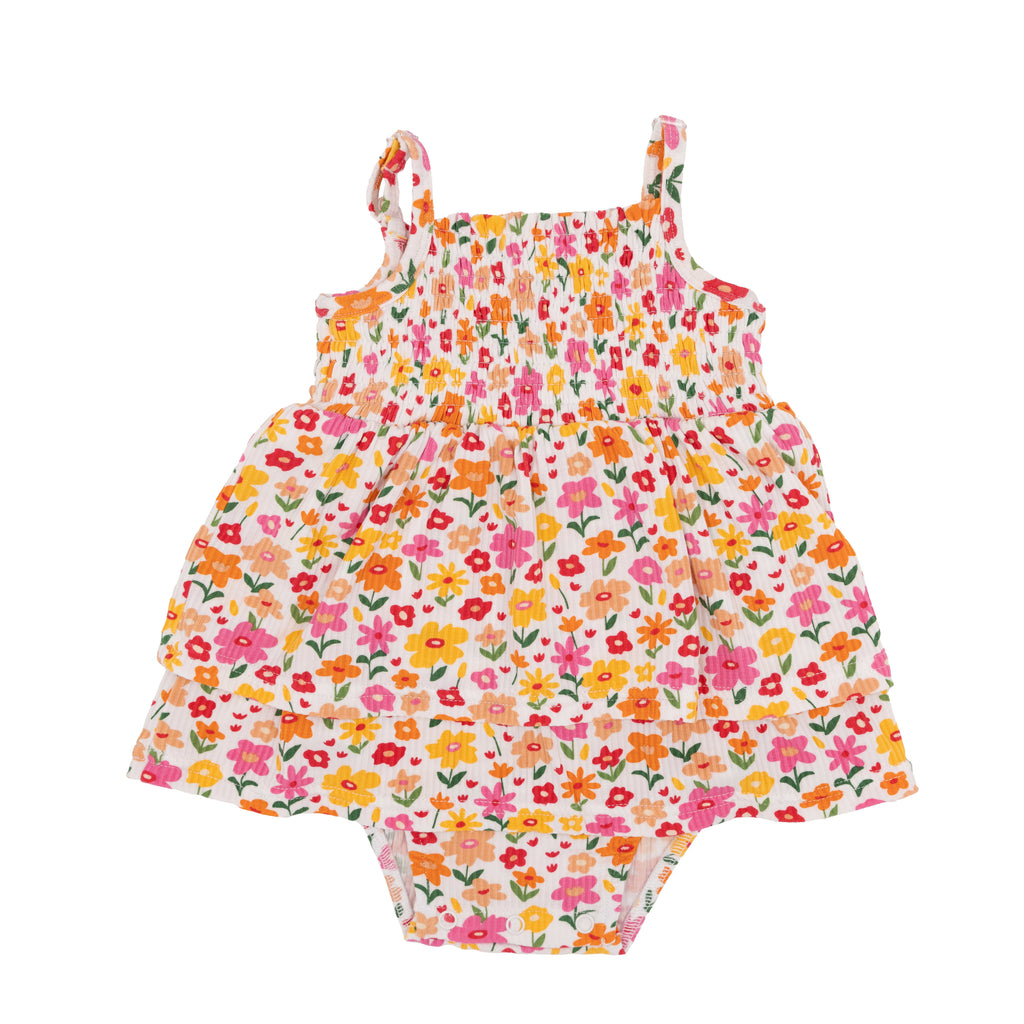 Summer Blooms Small Ribbed Ruffle Romper