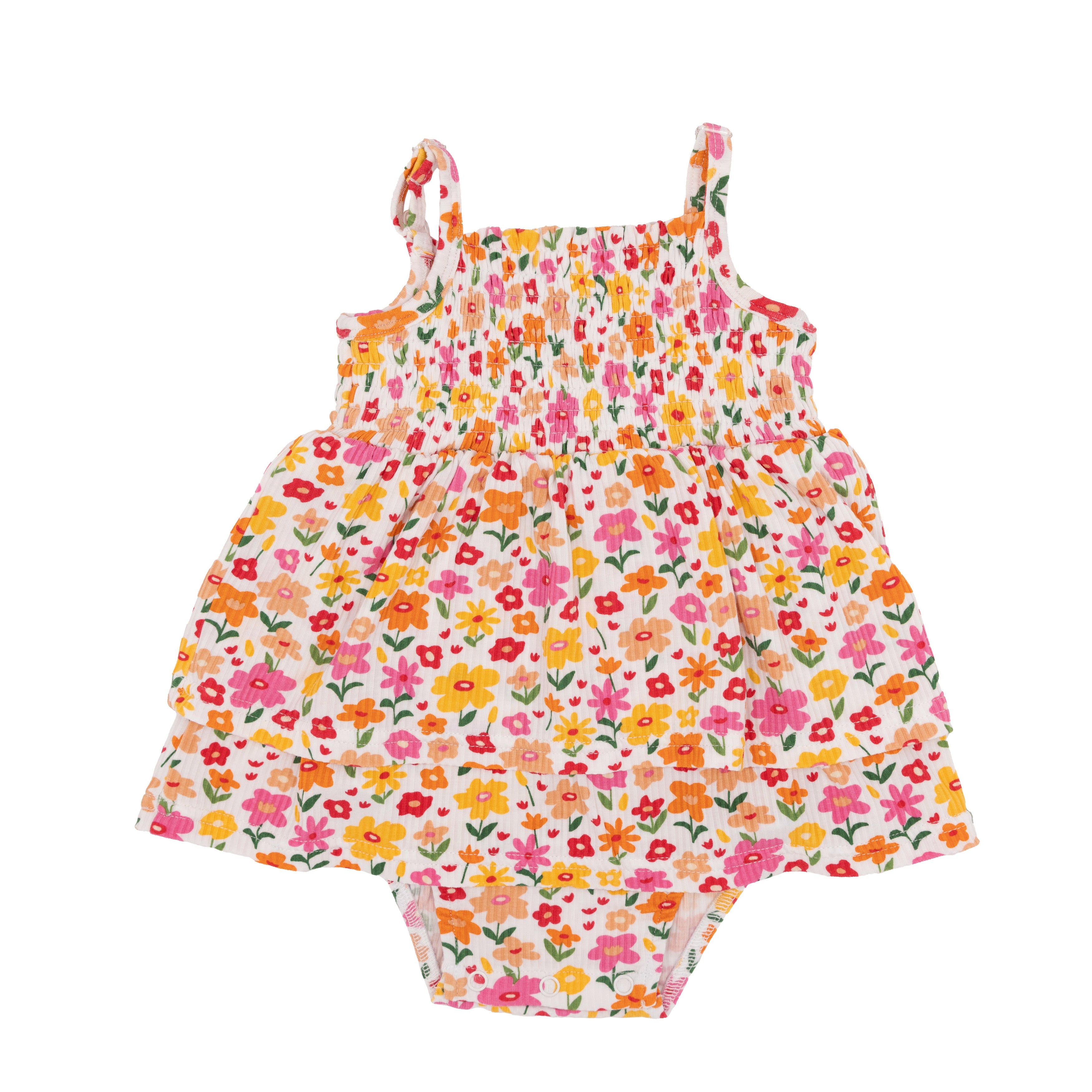 Summer Blooms Small Ribbed Ruffle Romper