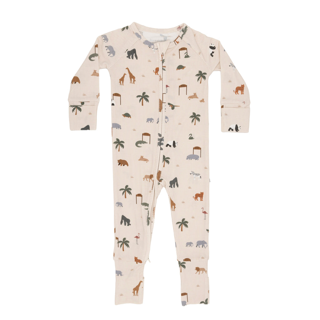 Zoo Day Small Ribbed Zip Romper