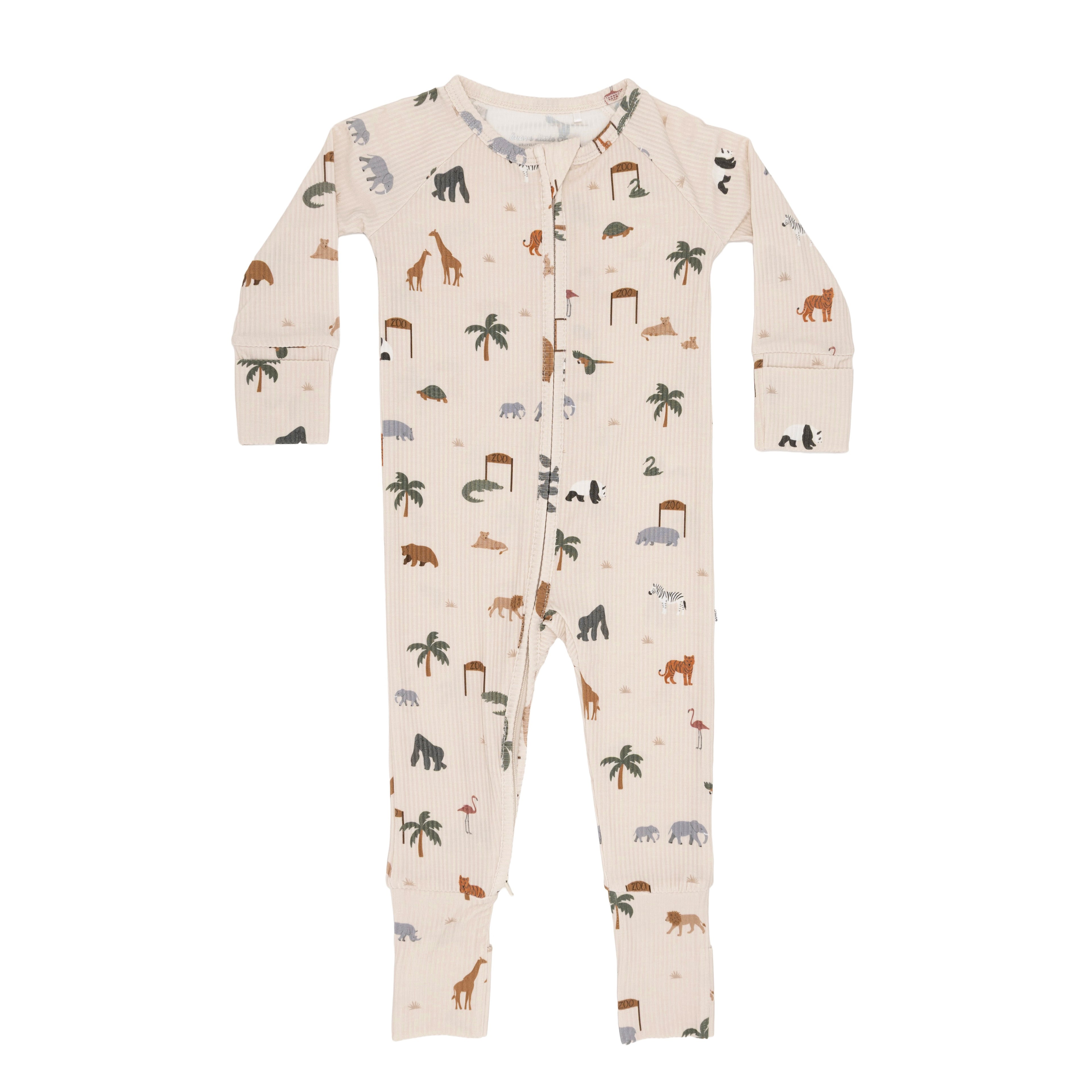 Zoo Day Small Ribbed Zip Romper