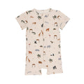 Zoo Day Small Ribbed Summer Zip Romper