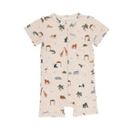 Zoo Day Small Ribbed Summer Zip Romper