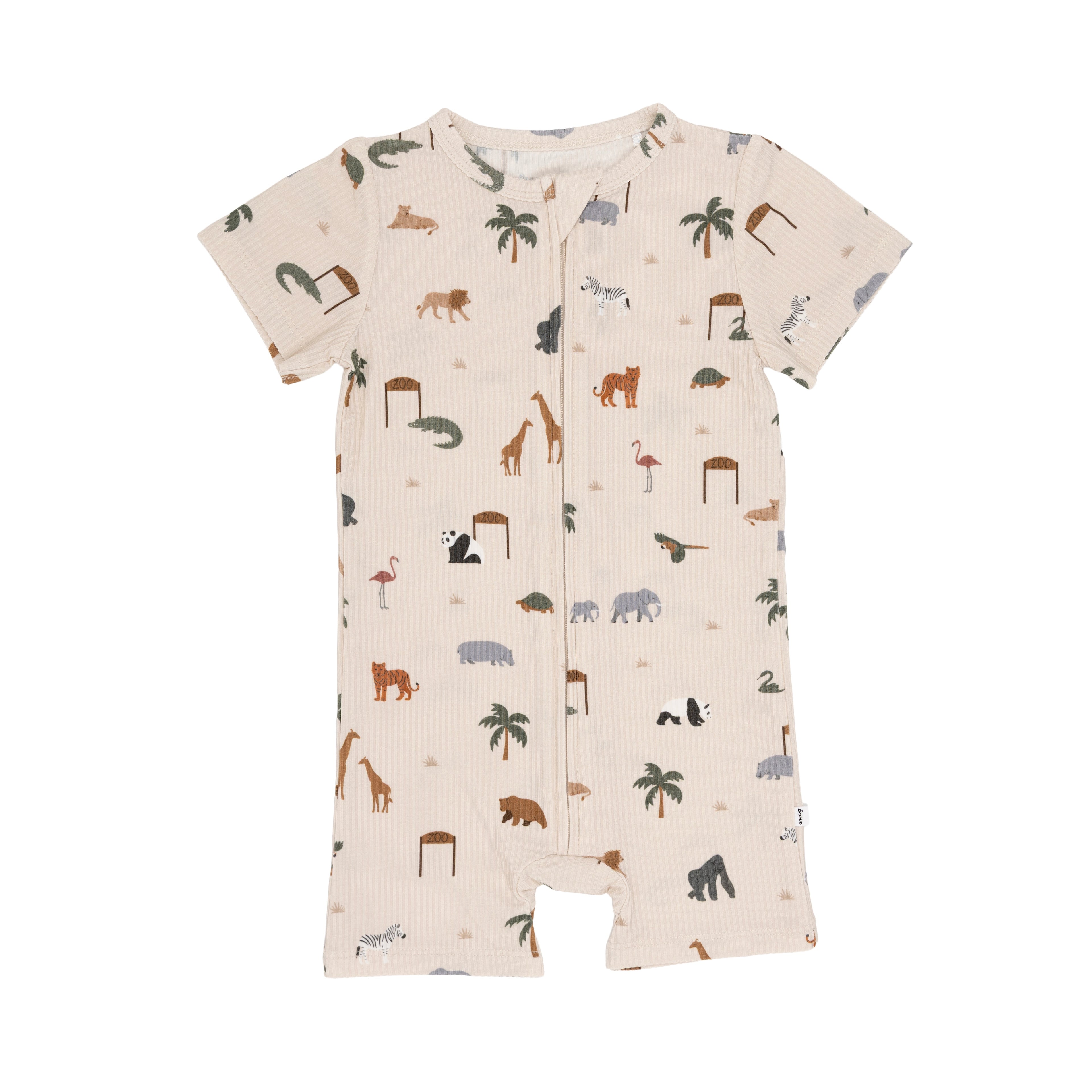 Zoo Day Small Ribbed Summer Zip Romper