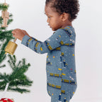 Christmas Trains Small Ribbed Zip Romper