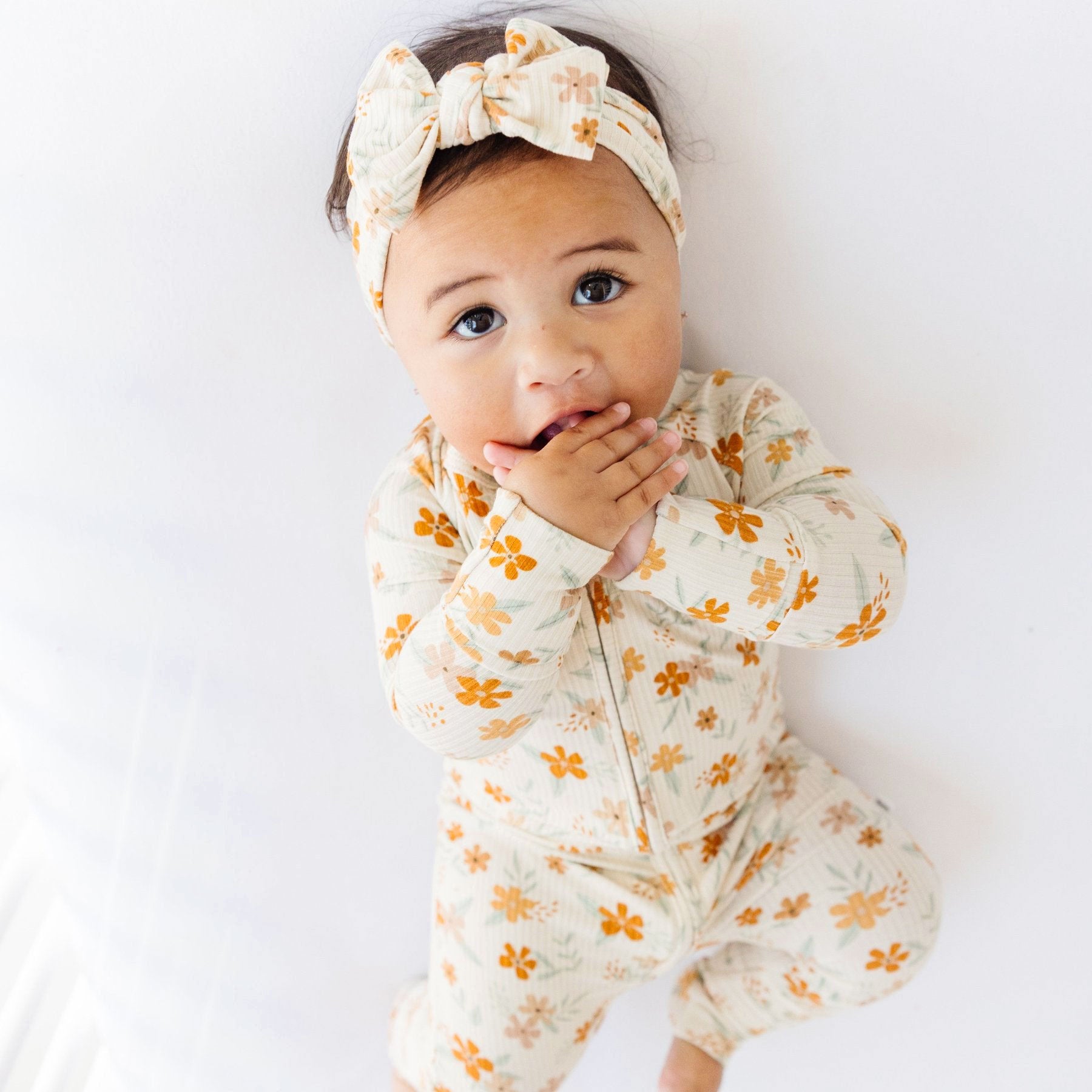 Autumn Floral Small Ribbed Bow