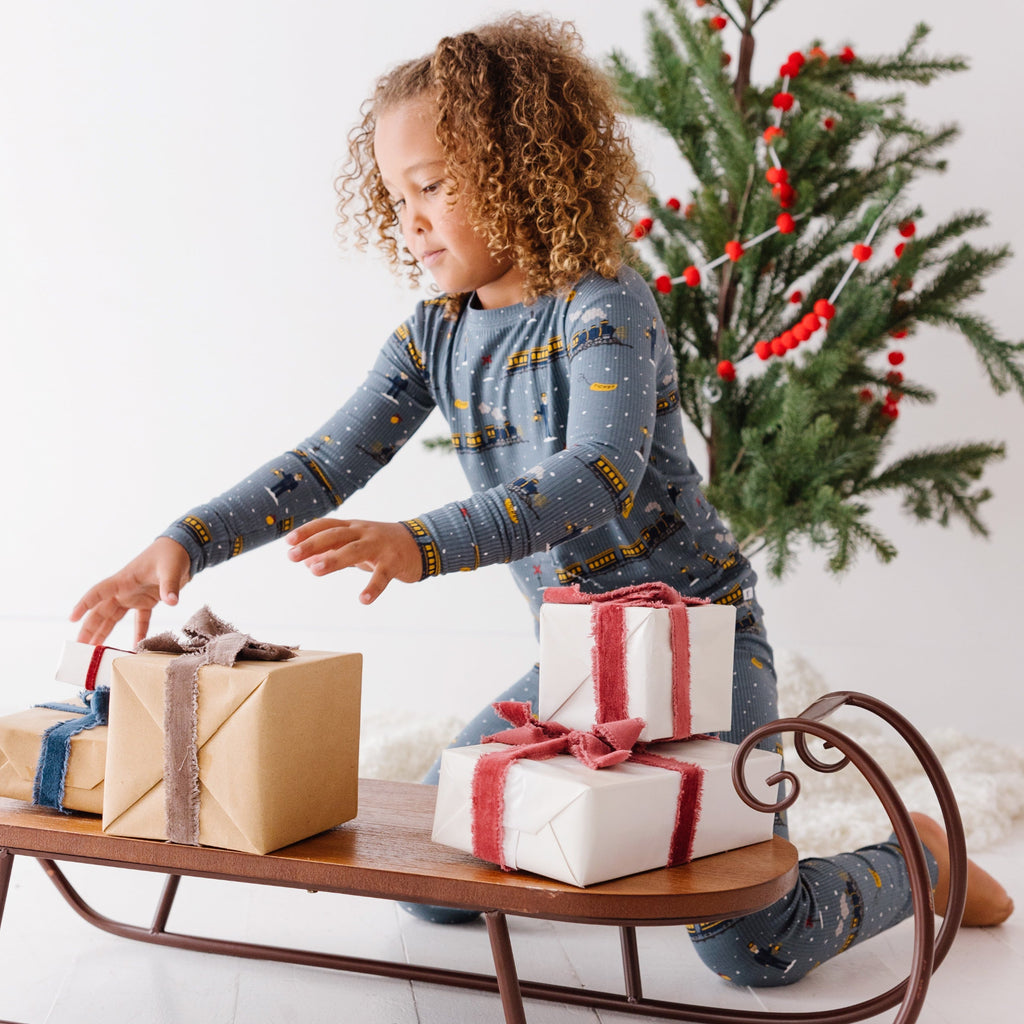 Christmas Trains Small Ribbed Two-Piece Set