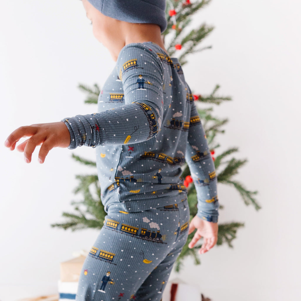 Christmas Trains Small Ribbed Two-Piece Set