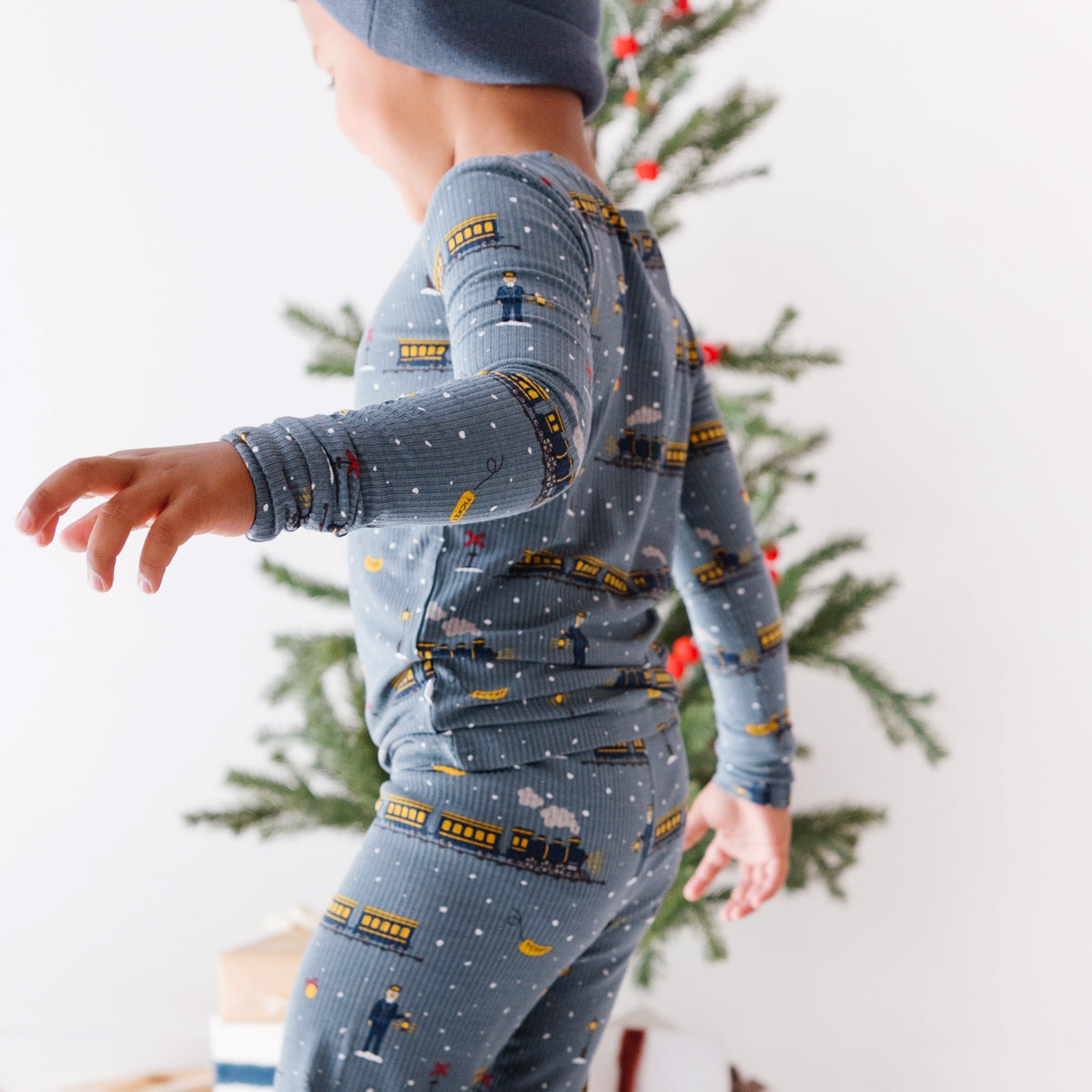Christmas Trains Small Ribbed Two-Piece Set