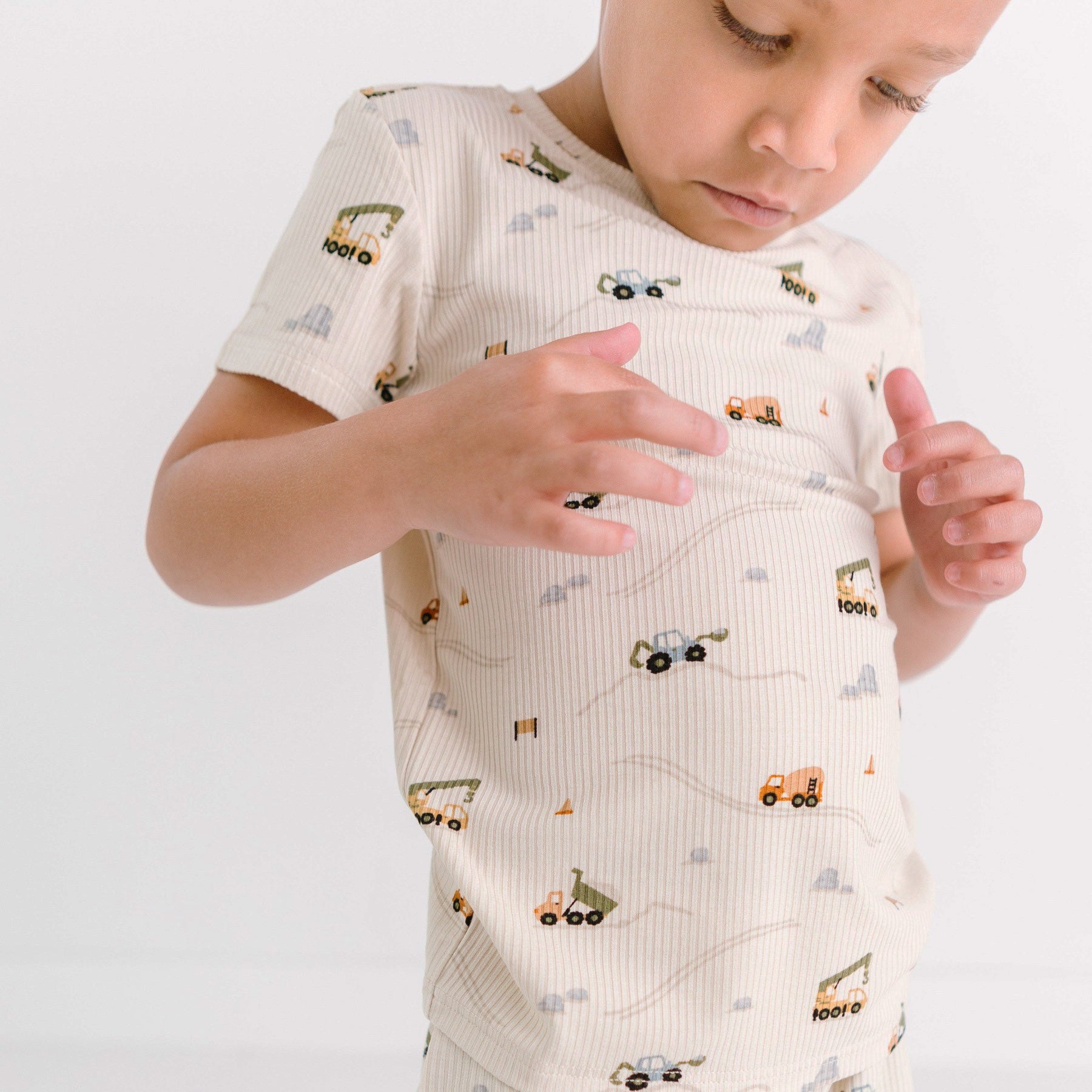 Construction Small Ribbed Shorts Two-Piece Set