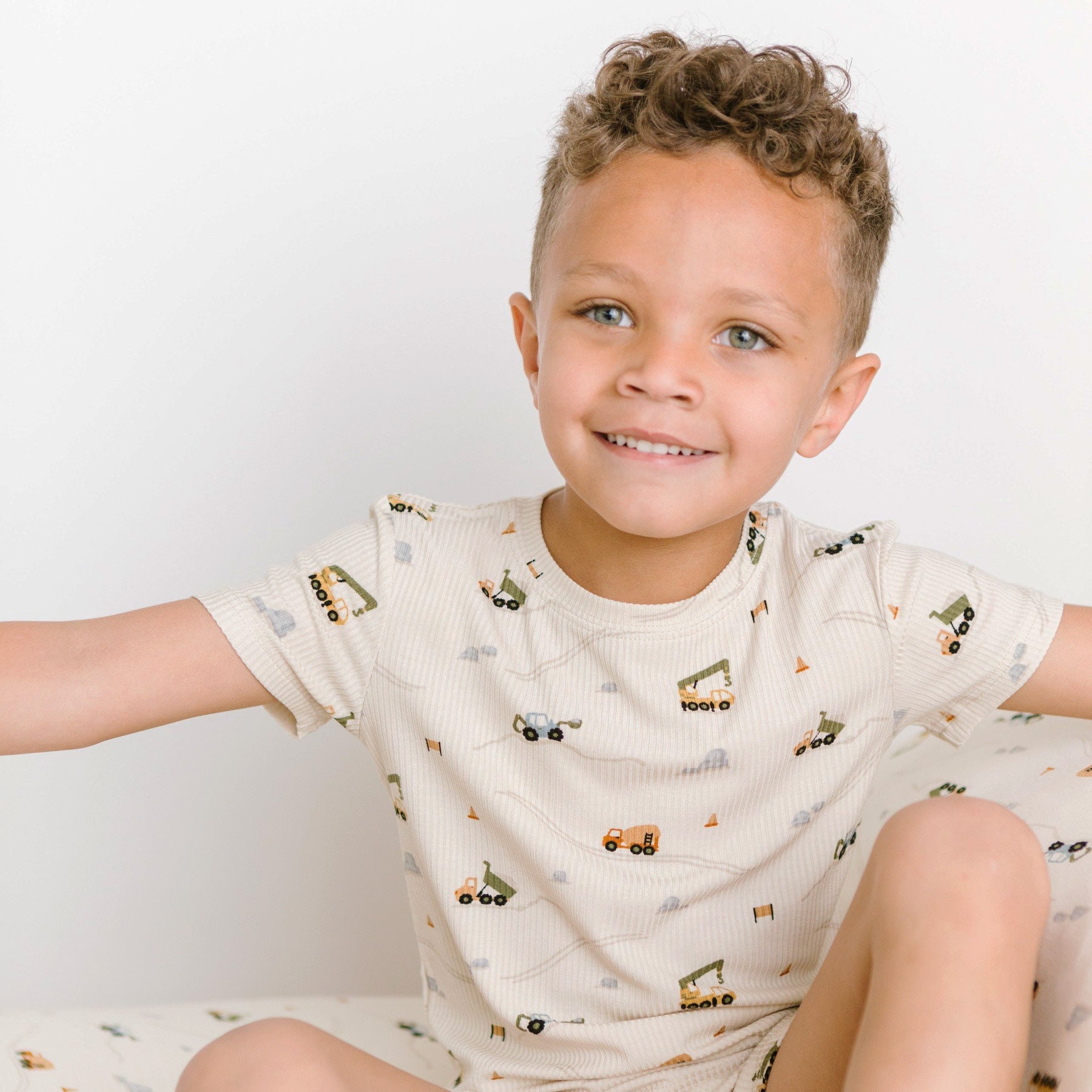 Construction Small Ribbed Shorts Two-Piece Set