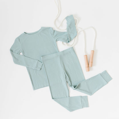 Ocean Blue Small Ribbed Two-Piece Set