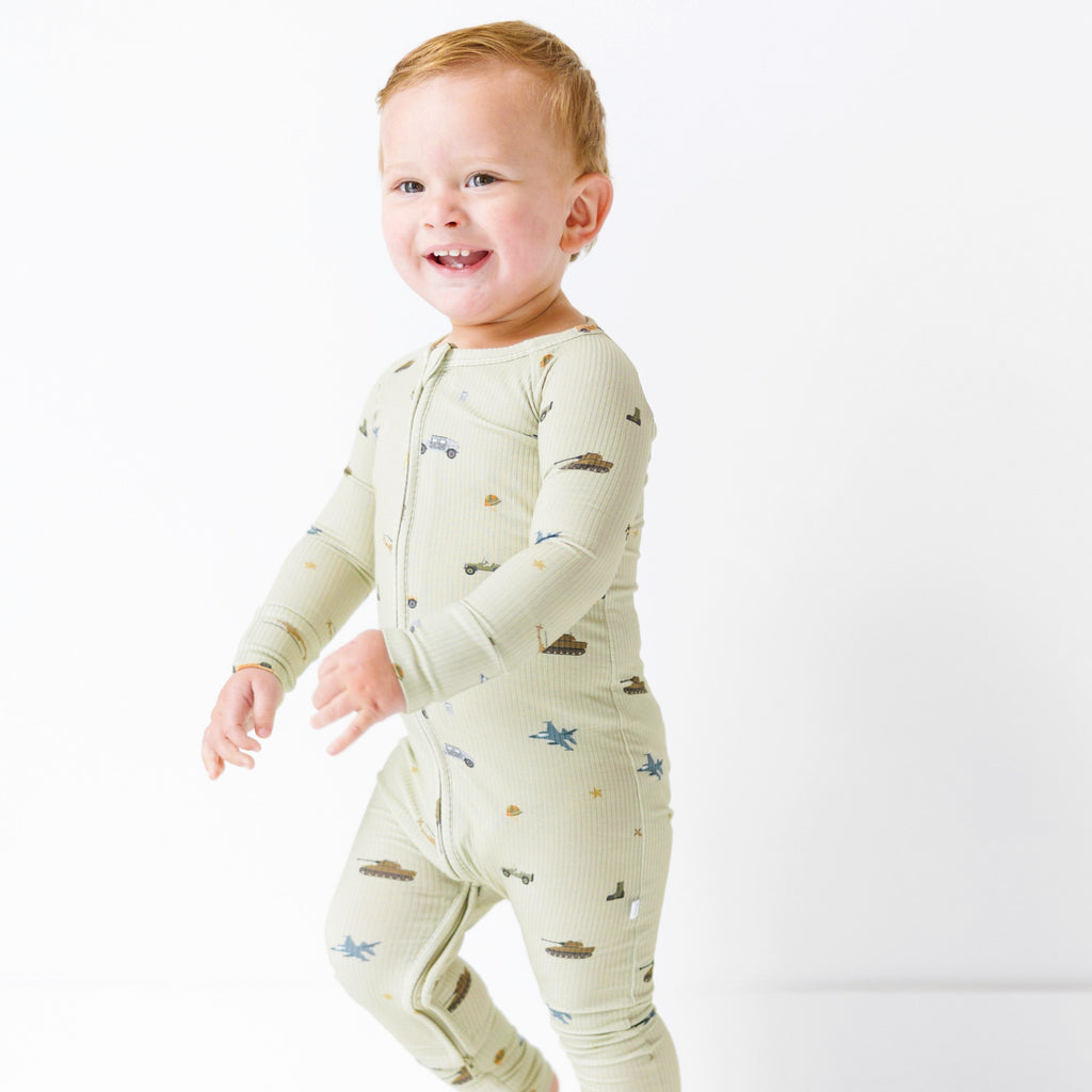 Military Small Ribbed Zip Romper