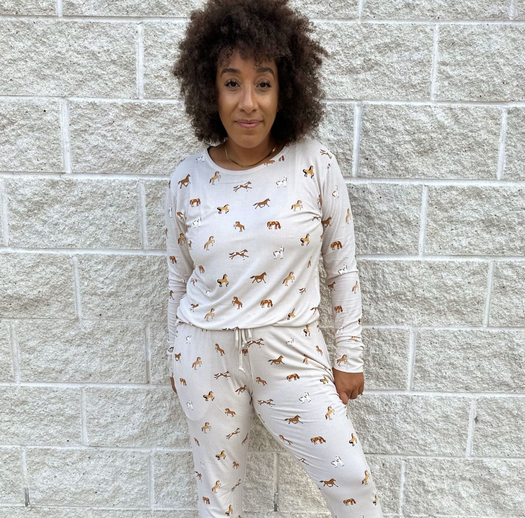 Horses Small Ribbed Women's Long Sleeve Top