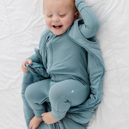 Slate Blue Sleep Sack & Zip Romper Set