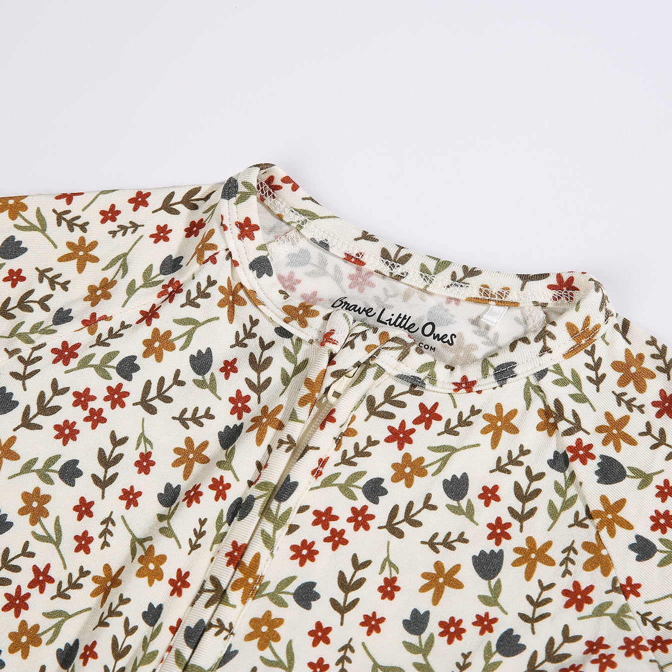 Cream Floral Zip Romper