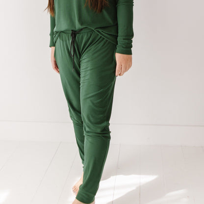 Forest Green Small Ribbed Women's Pants